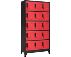 vidaXL - Lockerkast - 90x40x180 - cm - staal - antracietkleurig - en - rood