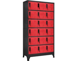 vidaXL - Lockerkast - 90x40x180 - cm - staal - antracietkleurig - en - rood