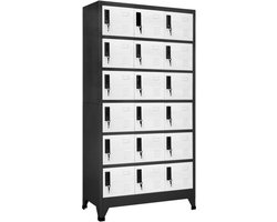 vidaXL - Lockerkast - 90x40x180 - cm - staal - antracietkleurig - en - wit