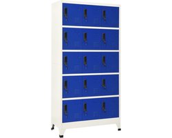 vidaXL - Lockerkast - 90x40x180 - cm - staal - grijs - en - blauw
