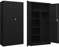 vidaXL - Lockerkast - 90x40x180 - cm - staal - zwart