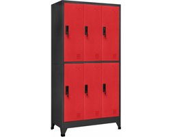 vidaXL - Lockerkast - 90x45x180 - cm - staal - antracietkleurig - en - rood