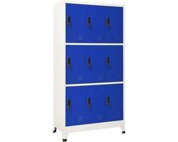 vidaXL - Lockerkast - 90x45x180 - cm - staal - grijs - en - blauw