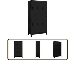 vidaXL - Lockerkast - 90x45x180 - cm - staal - zwart