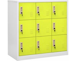 vidaXL - Lockerkast - 90x45x92,5 - cm - staal - lichtgrijs - en - groen