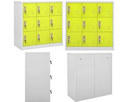 vidaXL Lockerkast 90x45x92,5 cm staal lichtgrijs en groen - Lockerkast - Lockerkasten - Locker Kast - Locker Kasten