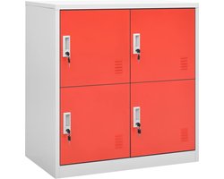 vidaXL - Lockerkast - 90x45x92,5 - cm - staal - lichtgrijs - en - rood