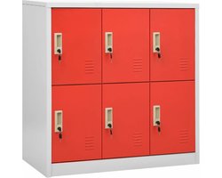 vidaXL - Lockerkast - 90x45x92,5 - cm - staal - lichtgrijs - en - rood