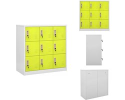vidaXL Lockerkast - Lockerkasten - Locker Kast - Locker Kasten - Lockerkast 90x45x92,5 cm staal lichtgrijs en groen