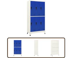 vidaXL Lockerkast staal 90x45x180 cm grijs/blauw Lockerkast - Opslagkast - Metalen Kast - Staalkast - Grijze Kast