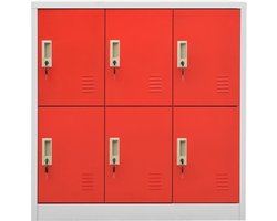 vidaXL Lockerkast - Staal - Lichtgrijs en Rood Locker Kast - Staalkast - Kantooroplossing - Bergruimte - Schoolmeubilair