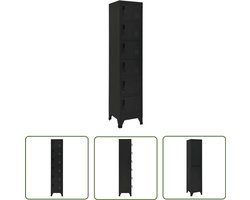 vidaXL Lockerkast Staal Zwart 38x40x180 cm Lockerkast - Opbergkast - School Lockers - Metalen Lockerkast - Staalkasten