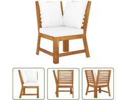 vidaXL Lounge Bank - Hoekbank - Hoekbank sectioneel met crèmekleurig kussen massief acaciahout - Buitendecoratie - Tuinset - Acacia Hout