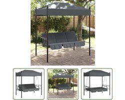vidaXL Lounge Bank - Schommelbank - Schommelbank met luifel staal donkergrijs - Buitenschrijnwerk - Tuinset - Patio Set