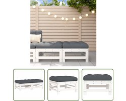 vidaXL Lounge Bank - Tuin Bank - Tuinvoetenbanken met kussens 2 st massief grenenhout wit - Voetenbank - Outdoor Bank - Balkon Meubel