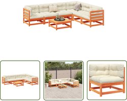 vidaXL Lounge Bank - Tuin Lounge Set - 7-delige Loungeset met kussens massief grenenhout wasbruin - Houten Loungebank - Grenenhout Meubels - Buitendiner Set