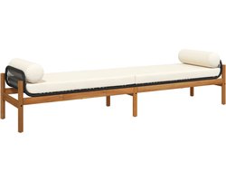 vidaXL Lounge Bank - Tuinbank - Tuinbank met kussen poly rattan acacia zwart - Buitentijd - Tuinset - Outdoor Furniture