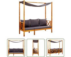 vidaXL Lounge Bank - Tuinbank - Tuinbank met luifel massief acaciahout - Buitentijd - Tuinset - Acacia Hout