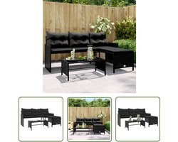 vidaXL Lounge Bank - Tuinbank - Tuinbank met tafel en kussens L-vormig poly rattan zwart - Outdoor Furniture - Patio Set - Garden Sofa