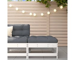 vidaXL Lounge Bank - Tuinstoel - Tuinvoetenbank met kussen massief grenenhout wit - Outdoor Furniture - Teak Tafel - Balkon Set