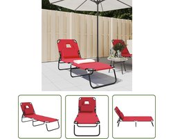 vidaXL Lounge Bed - Ligbed - Ligbed inklapbaar oxford stof en gepoedercoat staal rood - Tuinset - Buitendecoratie - Outdoor Furniture