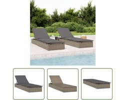 vidaXL Lounge Bed - Ligbed - Ligbed met kussen 1 st 201x55x62 cm poly rattan grijs - Buitendrank - Tuinset - Ratan Meubel