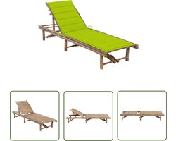 vidaXL Lounge Bed - Ligbed - Ligbed met kussen bamboe - Bamboelounge - Buitendrank - Tuinset