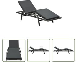 vidaXL Lounge Bed - Ligbed - Ligbed met kussen poly rattan grijs - Tuinset - Buitendrank - Relaxstoel