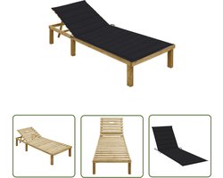 vidaXL Lounge Bed - Ligbed - Ligbed met zwart kussen geïmpregneerd grenenhout - Tuinbed - Buitendrank - Hout Meubel