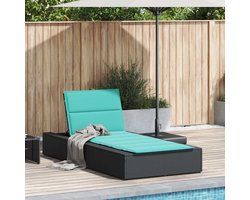 vidaXL Lounge Bed - Ligbed - Ligbed met zwevend kussen poly rattan zwart - Buitendagbed - Garden Furniture - Outdoor Living