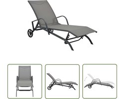 vidaXL Lounge Bed - Ligbed - Ligbed staal en textileen - Buitmeubilair - Tuinset - Metalen Ligbed