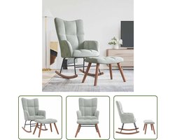 vidaXL Lounge Chair - Schommelstoel - Schommelstoel met voetenbank fluweel lichtgrijs - Wiegstoel - Comfortabele Stoel - Fluweel Stoel