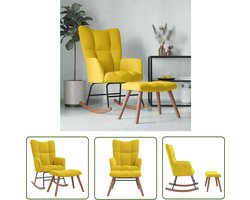 vidaXL Lounge Chair - Schommelstoel - Schommelstoel met voetenbank fluweel mosterdgeel - Wiegstoel - Relaxchair - Fauteuils Inclinables