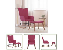 vidaXL Lounge Chair - Schommelstoel - Schommelstoel met voetenbank fluweel wijnrood - Relaxfauteuil - Wicker Chairs - Tuinmeubel