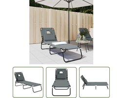 vidaXL Lounge - Ligbed - Ligbed inklapbaar oxford stof en gepoedercoat staal grijs - Tuinset - Buitendecoratie - Outdoor Furniture