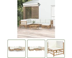 vidaXL Lounge Set - Bamboelounge - 8-delige Loungeset met kussens bamboe crèmewit - Buitenspeeltuin - Terrassenset - Garden Furniture