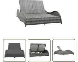 vidaXL Lounge Set - Ligbed - Ligbed tweepersoons met kussen poly rattan antraciet - Tuinset - Buitendrank - Relaxstoel