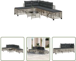 vidaXL Lounge Set - Loungebank - 3-delige Loungeset met kussens poly rattan lichtgrijs - Buitendecoratie - Tuinmeubilair - Ratan Meubel