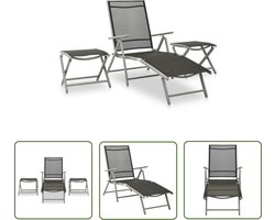 vidaXL Lounge Set - Loungebank - 3-delige Loungeset textileen en aluminium zilverkleurig - Buitendecoratie - Tuinbank - Aluminium Meubel