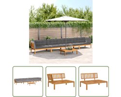 vidaXL Lounge Set - Loungebank - 5-delige Loungeset pallet met kussens massief acaciahout - Acacia Hout - Buitentijd - Tuinmeubelen