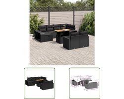 vidaXL Lounge Set - Loungeset - 11-delige Loungeset met kussens poly rattan zwart - Buitenterras - Tuinlounge - Outdoor Furniture
