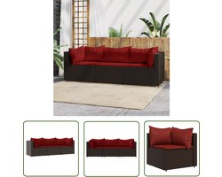 vidaXL Lounge Set - Loungeset - 3-delige Loungeset met kussens poly rattan bruin - Outdoor Furniture - Tuinlounge - Patioset