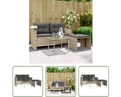 vidaXL Lounge Set - Loungeset - 3-delige Loungeset met kussens poly rattan lichtgrijs - Buitendinerset - Tuinlounge - Terrassenset