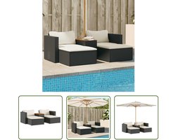 vidaXL Lounge Set - Loungeset - 5-delige Loungeset met kussens poly rattan acacia zwart - Buitendiner - Tuinlounge - Terrassenkamer