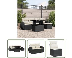 vidaXL Lounge Set - Loungeset - 6-delige Loungeset met kussens poly rattan zwart - Buitenterras - Tuinlounge - Garden Furniture