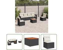 vidaXL Lounge Set - Loungeset - 7-delige Loungeset met kussens poly rattan zwart - Buitendecoratie - Tuinmeubelen - Outdoor Furniture
