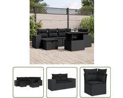 vidaXL Lounge Set - Loungeset - 7-delige Loungeset met kussens poly rattan zwart - Tuinlounge - Buitendining - Patio Furniture