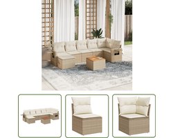 vidaXL Lounge Set - Loungeset - 8-delige Loungeset met kussens poly rattan beige - Tuinlounge - Outdoor Furniture - Patio Set