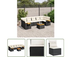 vidaXL Lounge Set - Loungeset - 8-delige Loungeset met kussens poly rattan zwart - Buitenterras - Tuinlounge - Outdoor Furniture