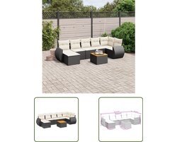 vidaXL Lounge Set - Loungeset - 8-delige Loungeset met kussens poly rattan zwart - Buitenterras - Tuinlounge - Outdoor Furniture